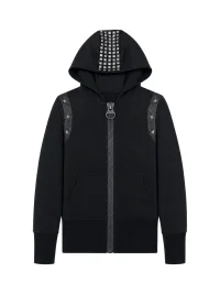 NumbAsia | Black Studded Star Patch Zip Hoodie
