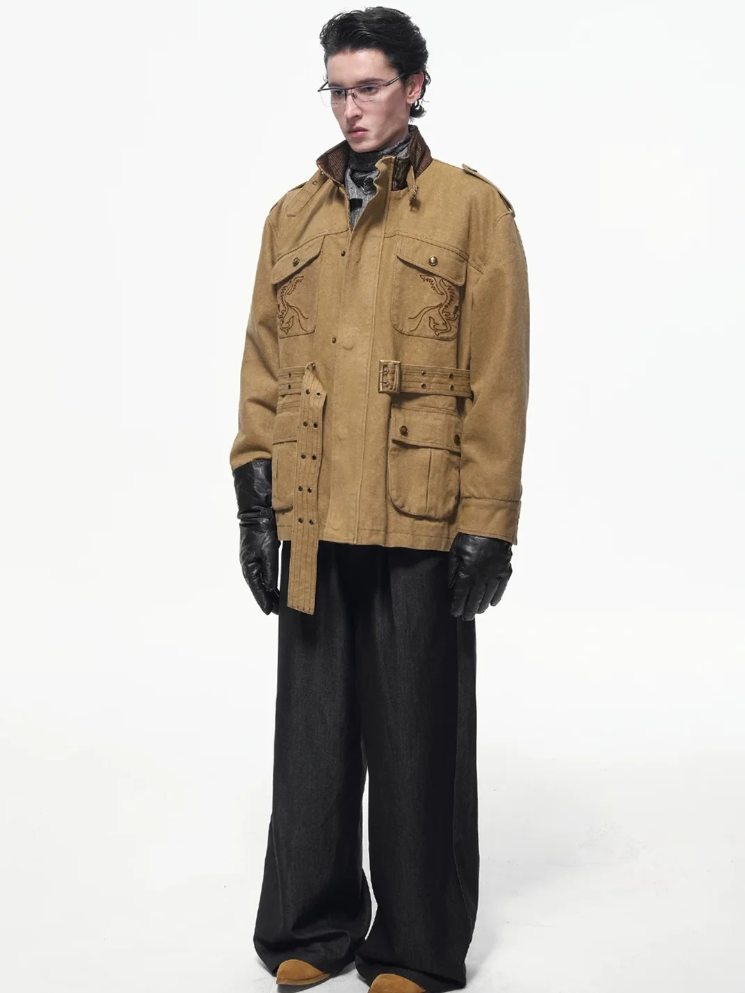 OPENFLY | Vintage Embroidered Belted Multi-Pocket Field Jacket