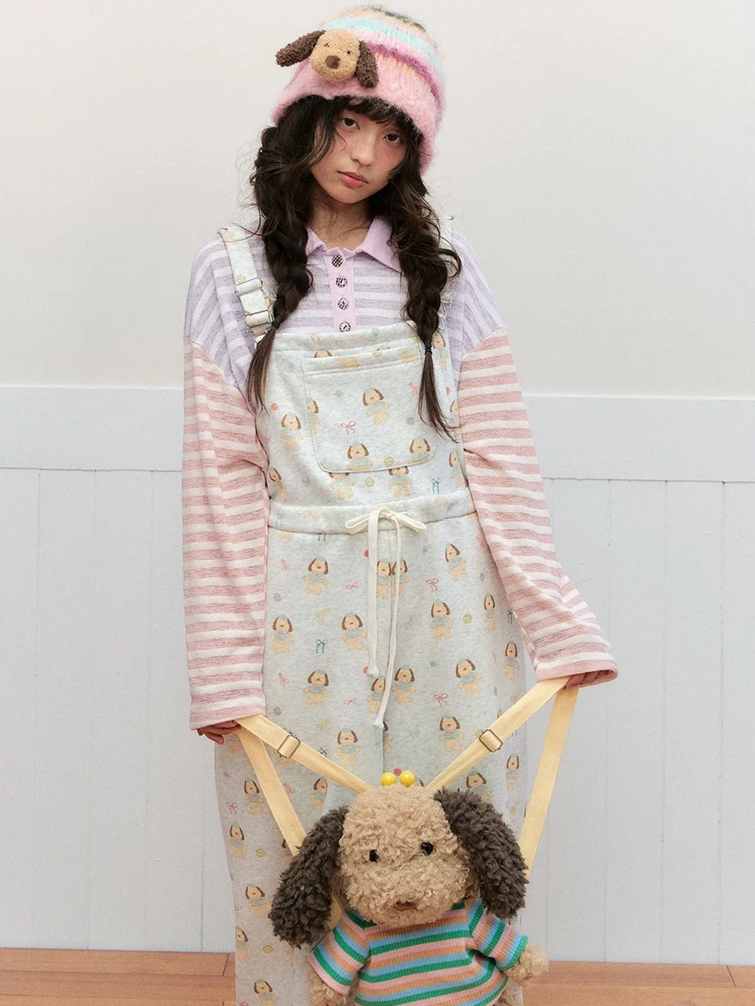 OhTODOG | Puppy Print Drawstring Wide Leg Overalls