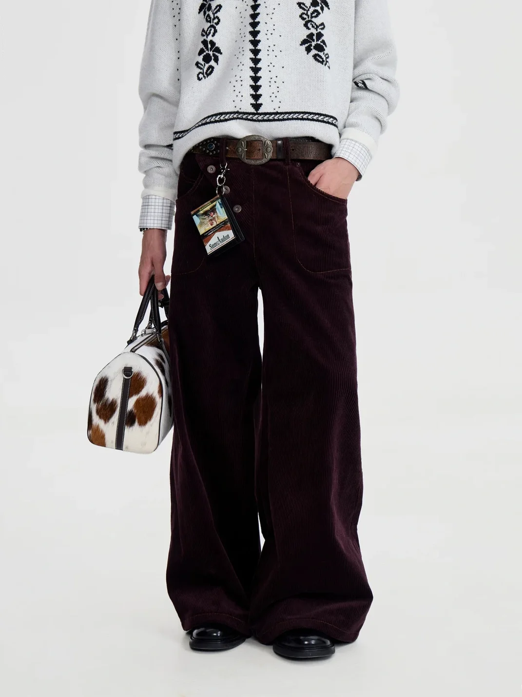 OPENFLY | Retro Corduroy Asymmetric Button Wide-Leg Pants