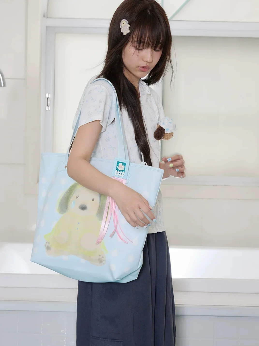 OhTODOG | Crying Puppy Raindrop Print Tote Bag