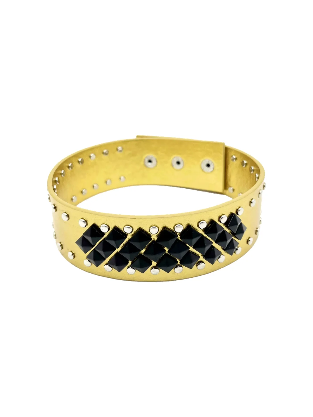 SchwarzGold | Y2K Two-Tone Studded Leather Choker