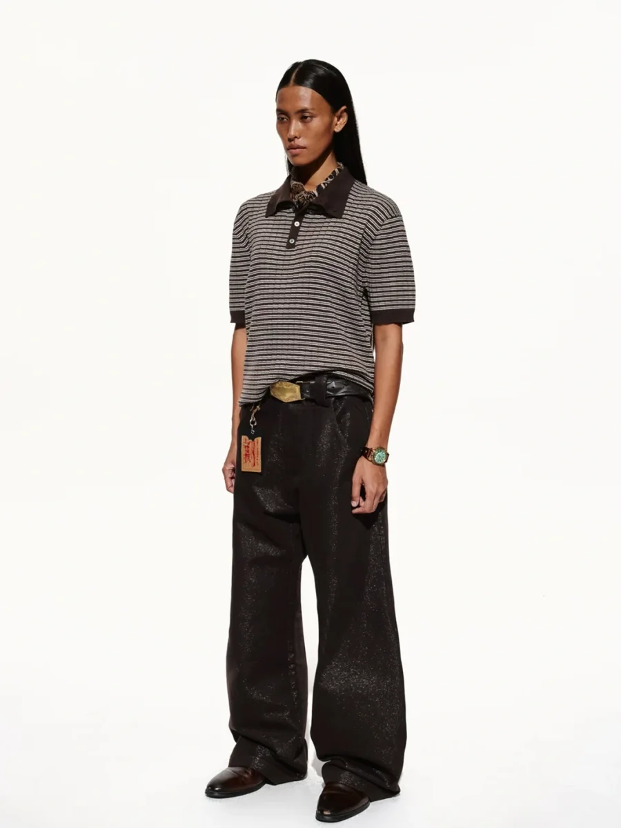 OPENFLY | Textured Striped Short Sleeve Polo Shirt - 4