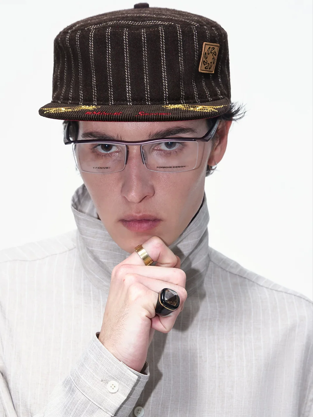 OPENFLY | Vintage Corduroy Striped Embroidered Flat-Brim Cap