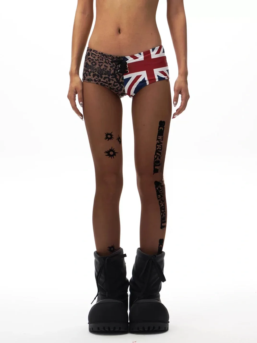 SchwarzGold | Ultra-Sheer Brown Letter Print Tights