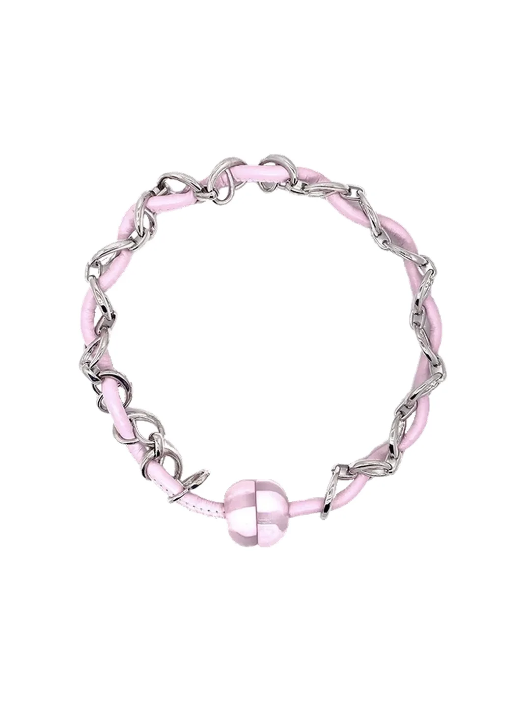 SchwarzGold | Pink Leather Cord Chain Choker Necklace