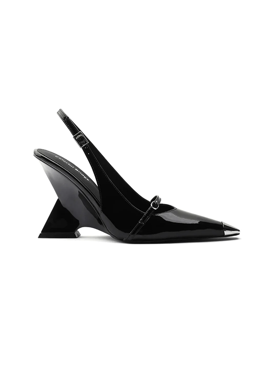 Colorful Bridge | Patent Leather Geometric Wedge Slingback Heels