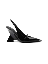 Colorful Bridge | Patent Leather Geometric Wedge Slingback Heels