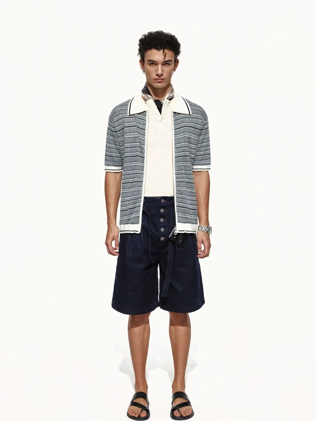 OPENFLY | Short Sleeve Striped Zip Polo Shirt