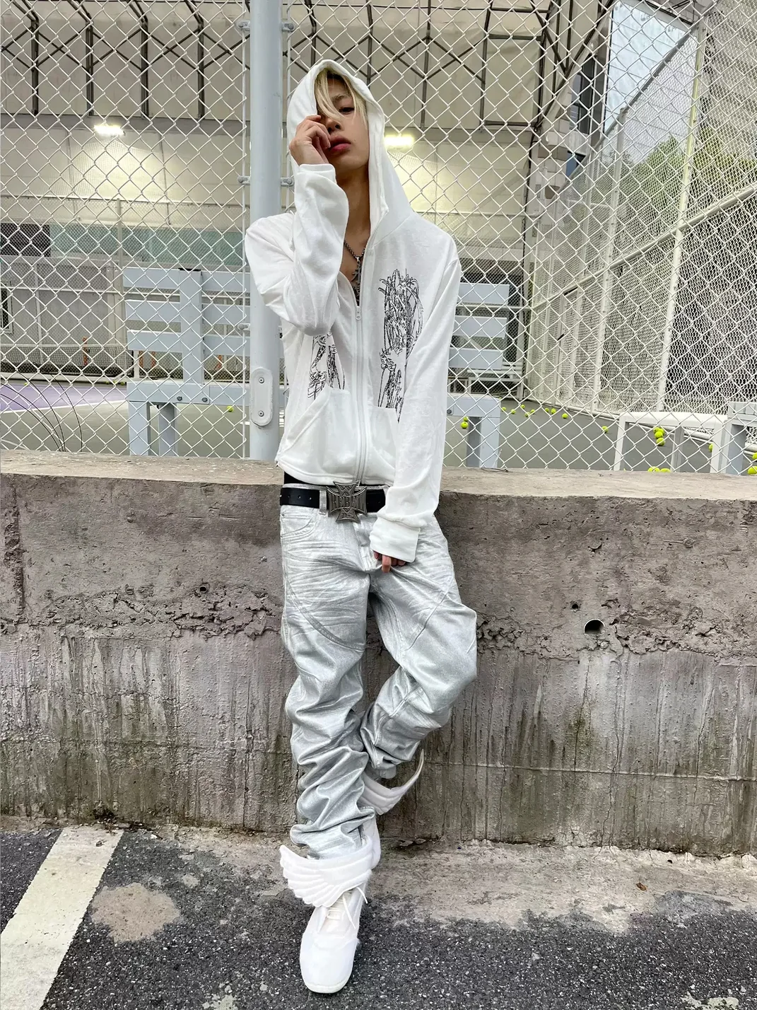 SAXGENWON | Thorn Print Zip-Up Hoodie