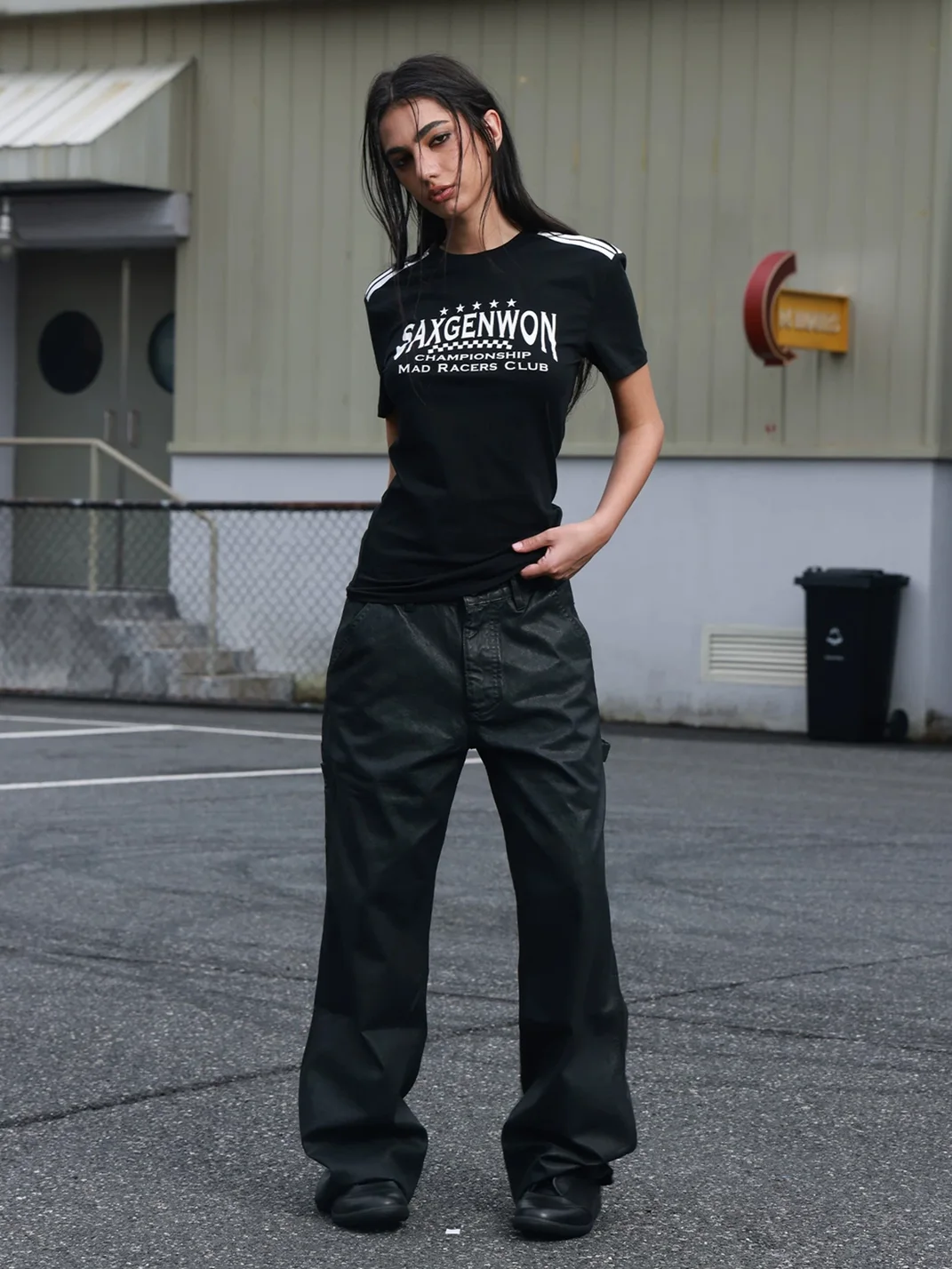 SAXGENWON | Waxed Washed Baggy Straight-Leg Cargo Pants