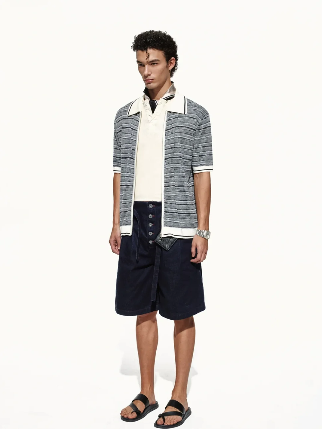 OPENFLY | Short Sleeve Striped Zip Polo Shirt