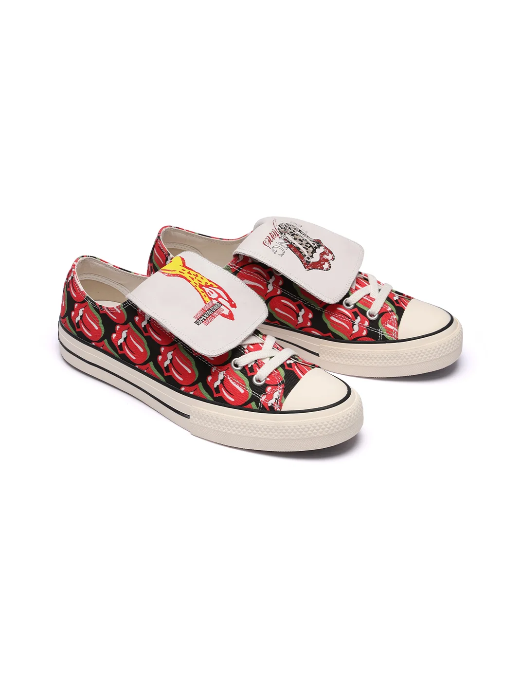 VOWPROGRESS | Tongue And Lips Print Low-Top Canvas Sneakers