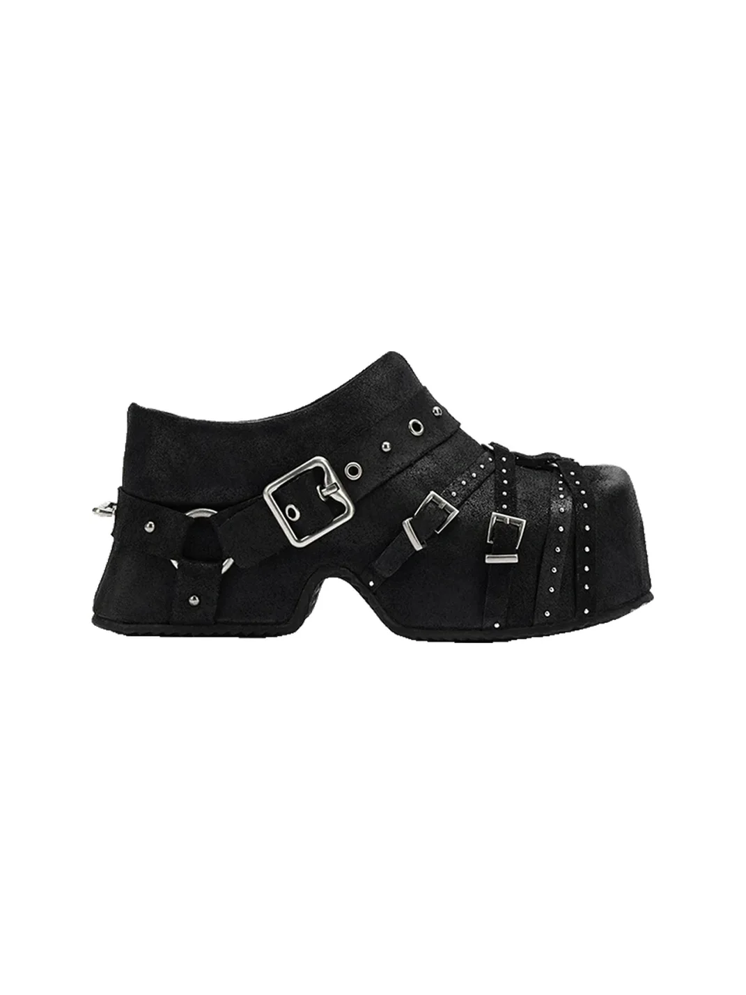 Arcadiagyal | Studded Buckle Platform Closed-Toe Mules