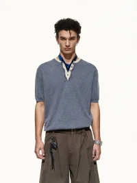 OPENFLY | Short-Sleeve Knit Henley Polo Shirt