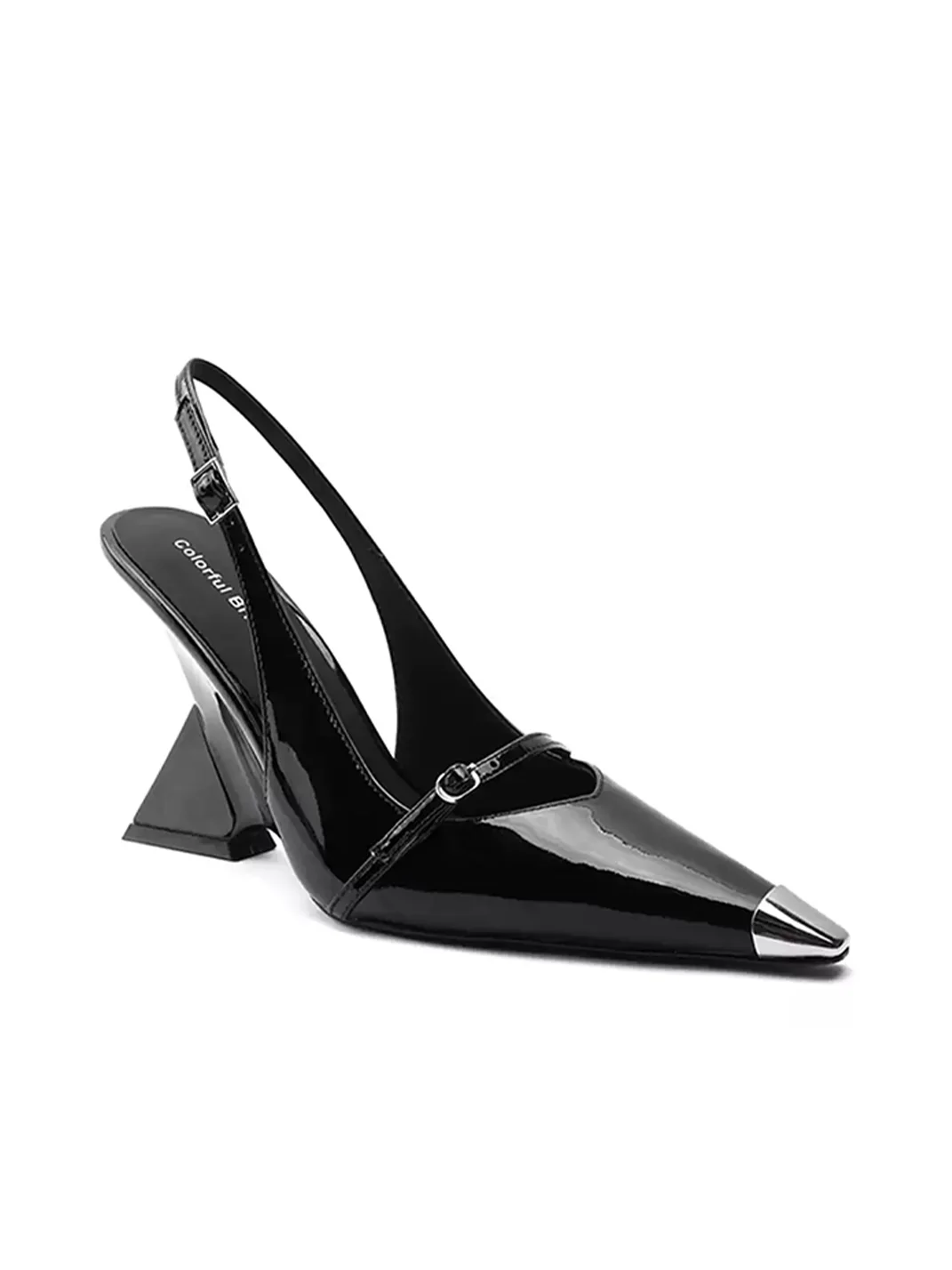 Colorful Bridge | Patent Leather Geometric Wedge Slingback Heels