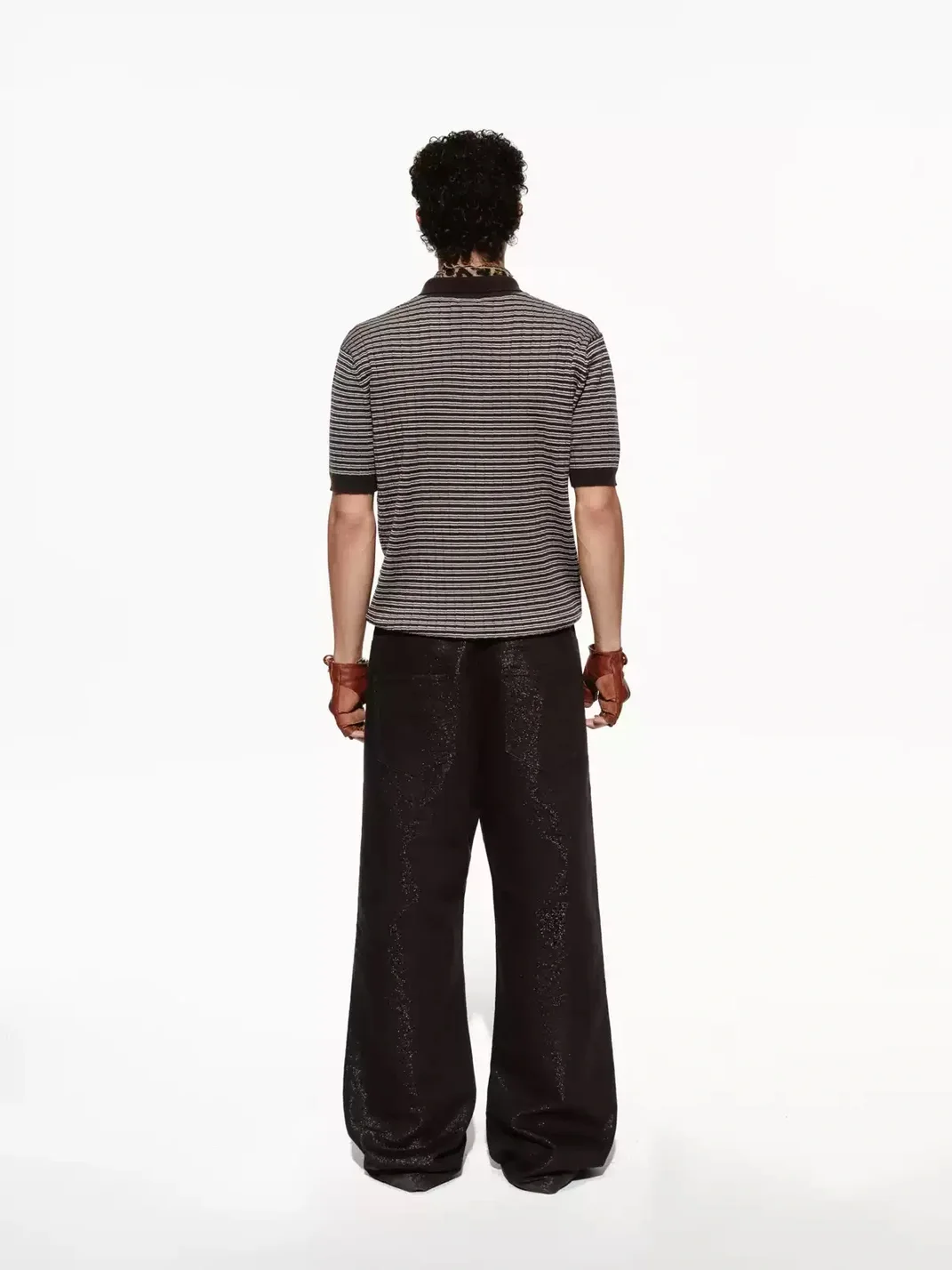 OPENFLY | Textured Striped Short Sleeve Polo Shirt