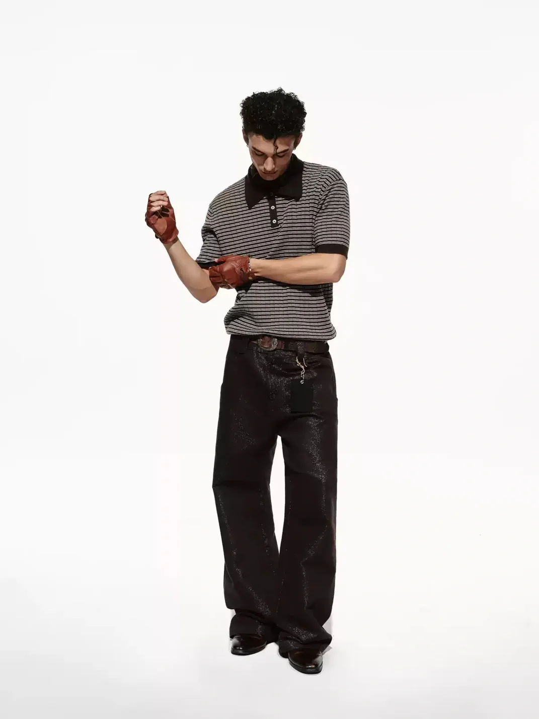 OPENFLY | Textured Striped Short Sleeve Polo Shirt
