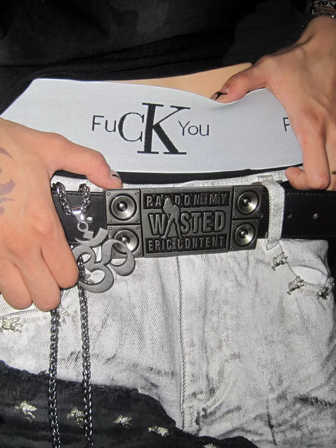 WASTED | Rhinestone Studded Cowhide Leather Belt