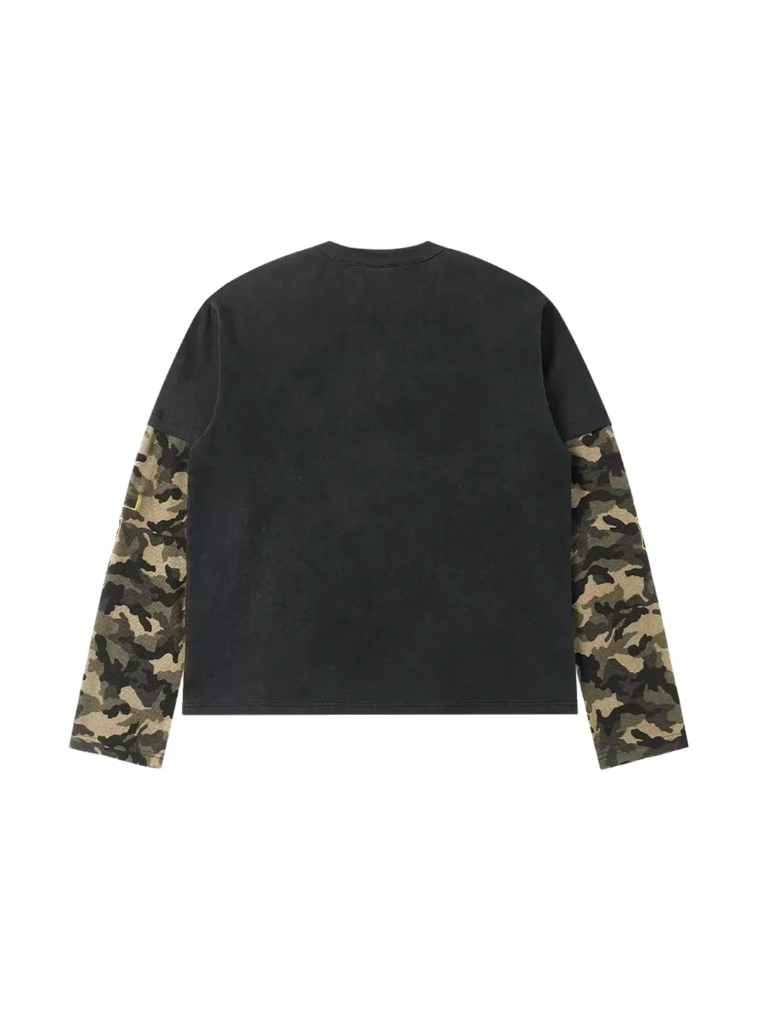 SAXGENWON | Boxy Camouflage Sleeve Henley Long Sleeve T-Shirt