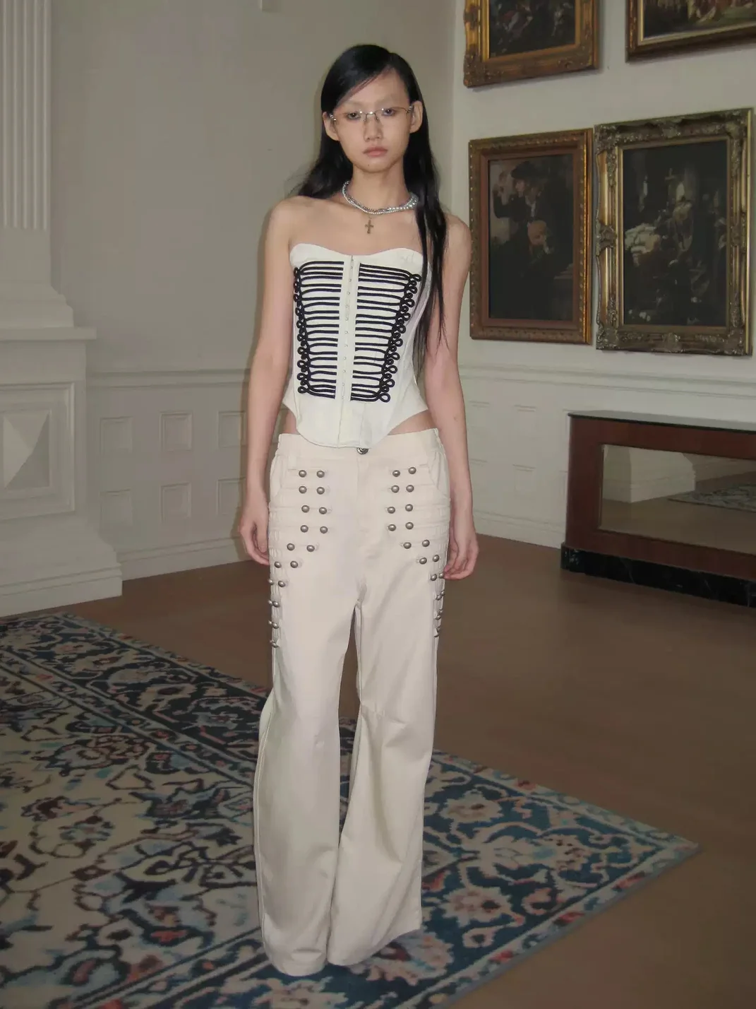 FayChui | Metal Button Wide Leg Pants