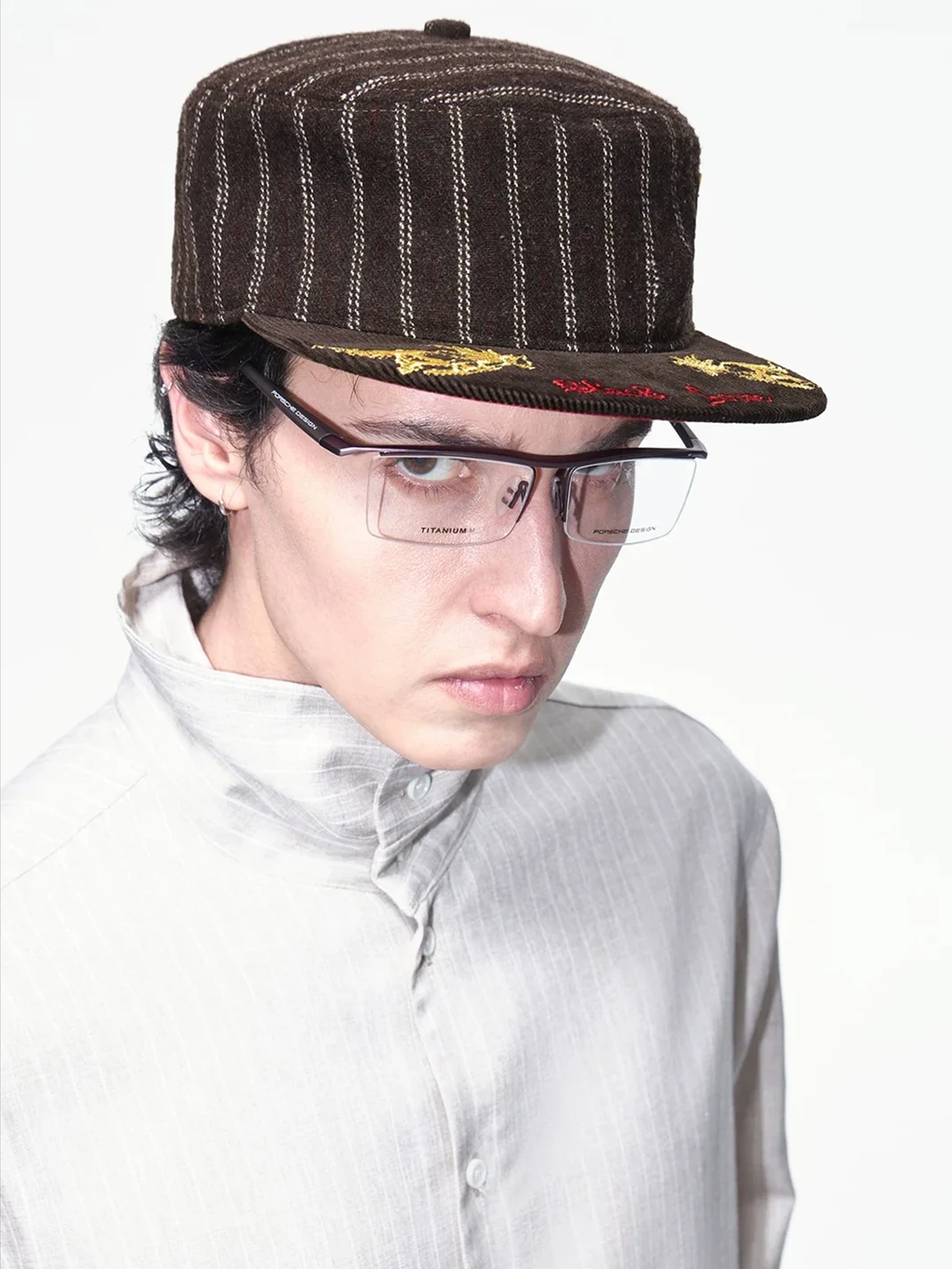 OPENFLY | Vintage Corduroy Striped Embroidered Flat-Brim Cap