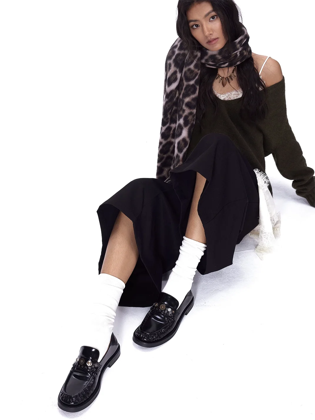 Arcadiagyal | Studded Suede Leather Loafers