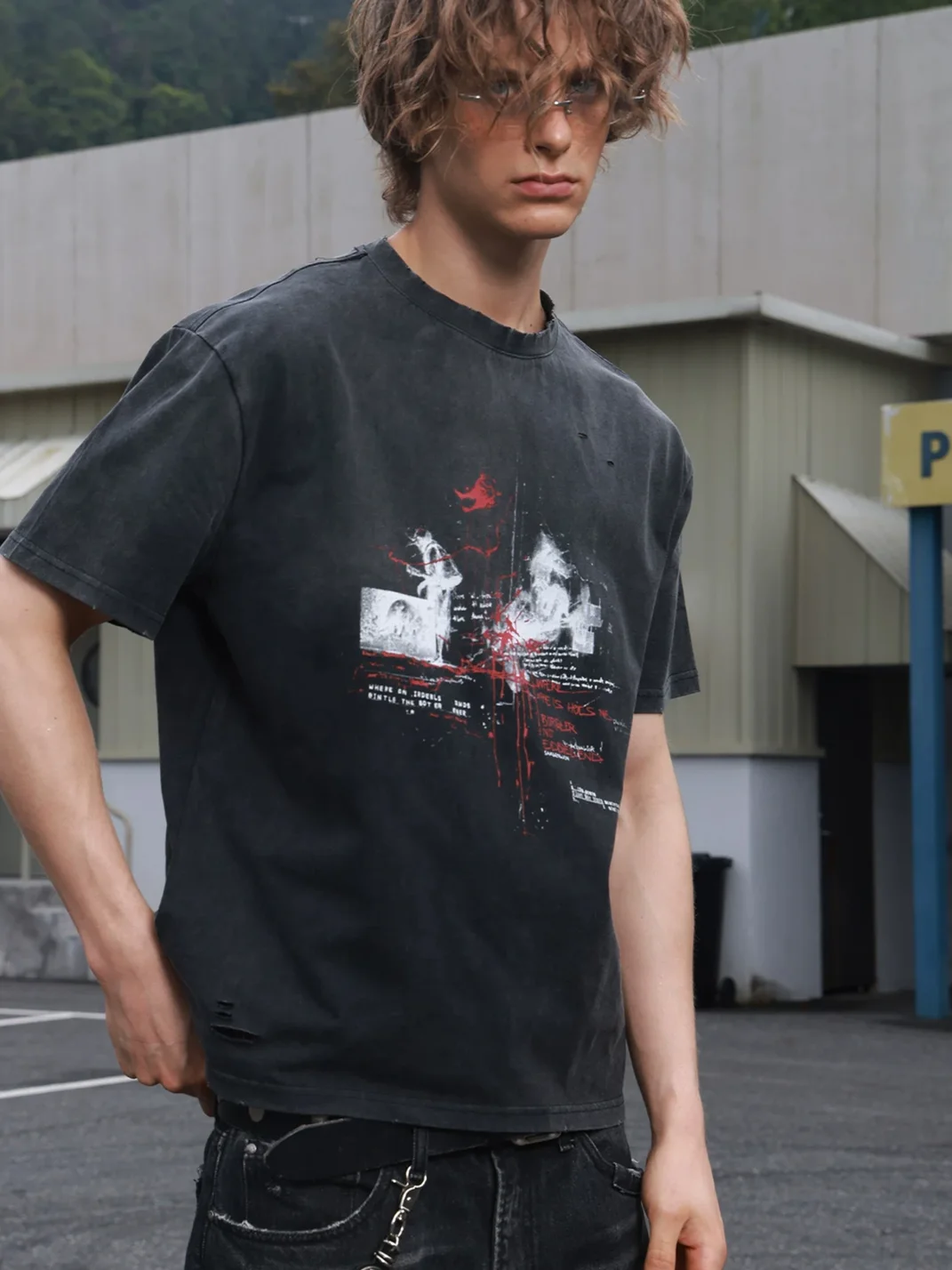 SAXGENWON | Distressed Washed Graphic Boxy T-Shirt