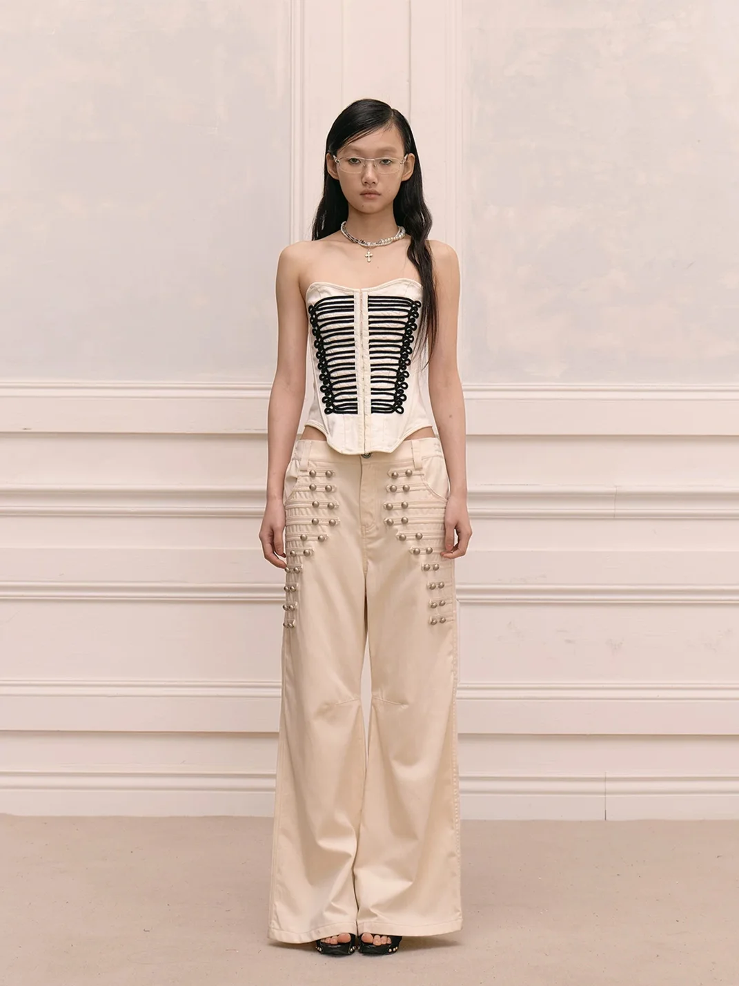 FayChui | Metal Button Wide Leg Pants