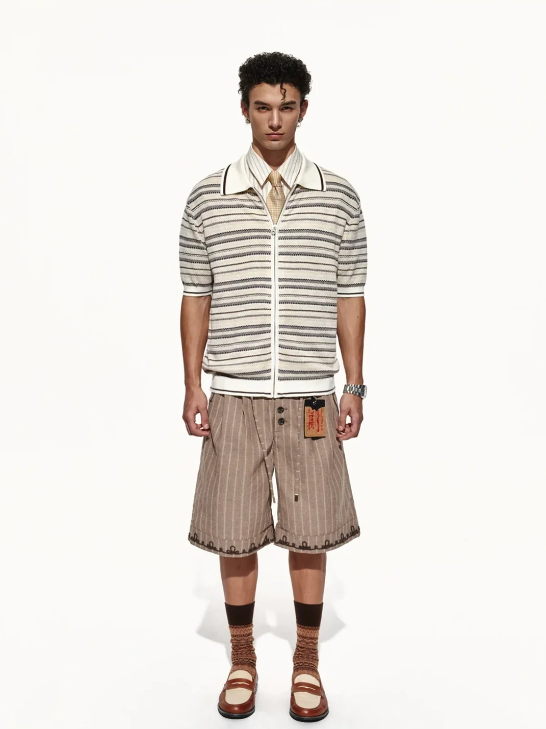 OPENFLY | Short Sleeve Striped Zip Polo Shirt