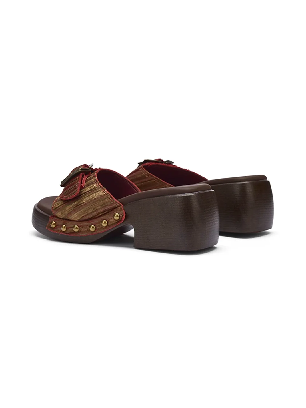 Arcadiagyal | Woven Leather Platform Clog Slides