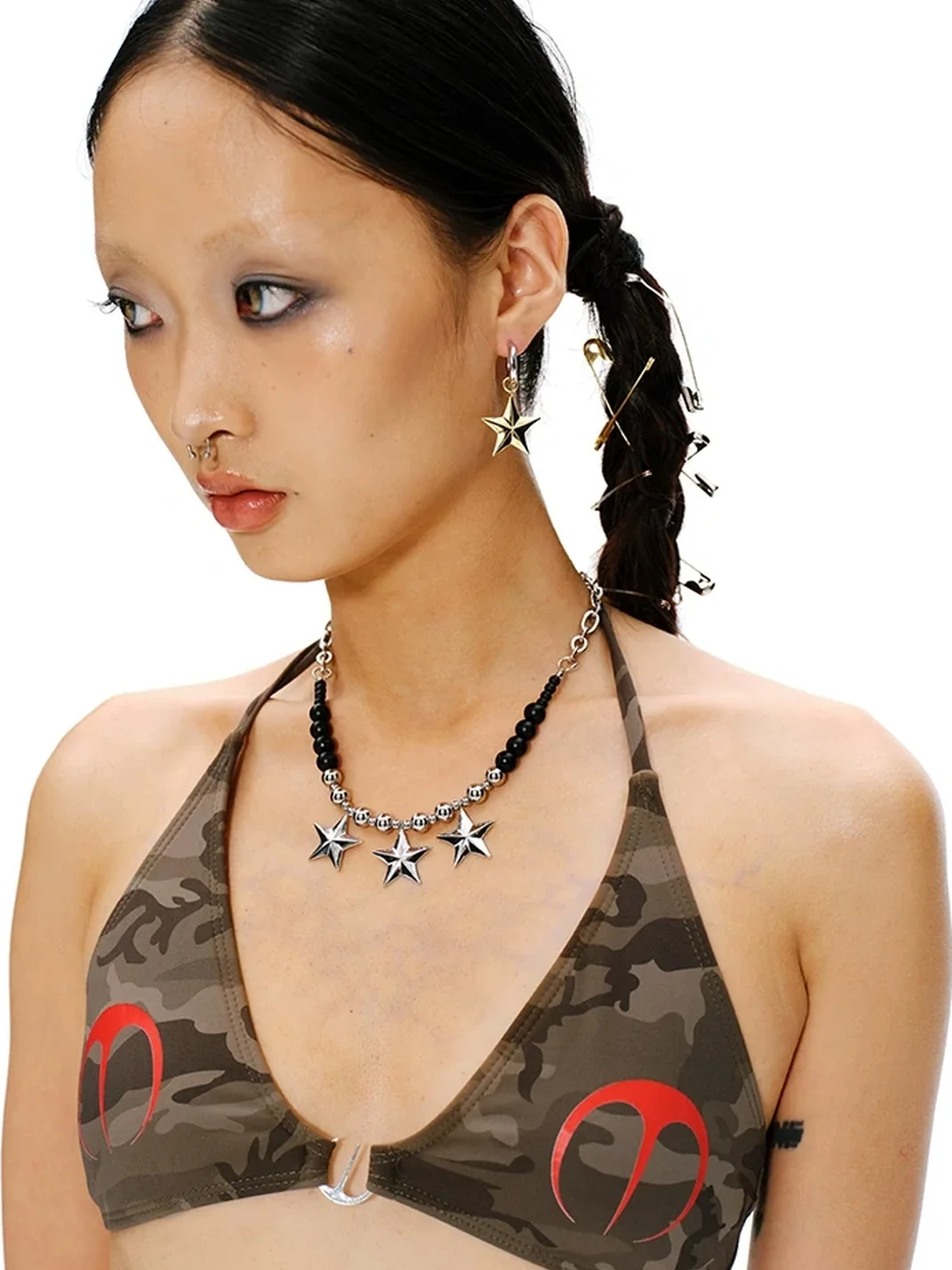 SchwarzGold | Two-Tone 3D Star Hoop Earrings