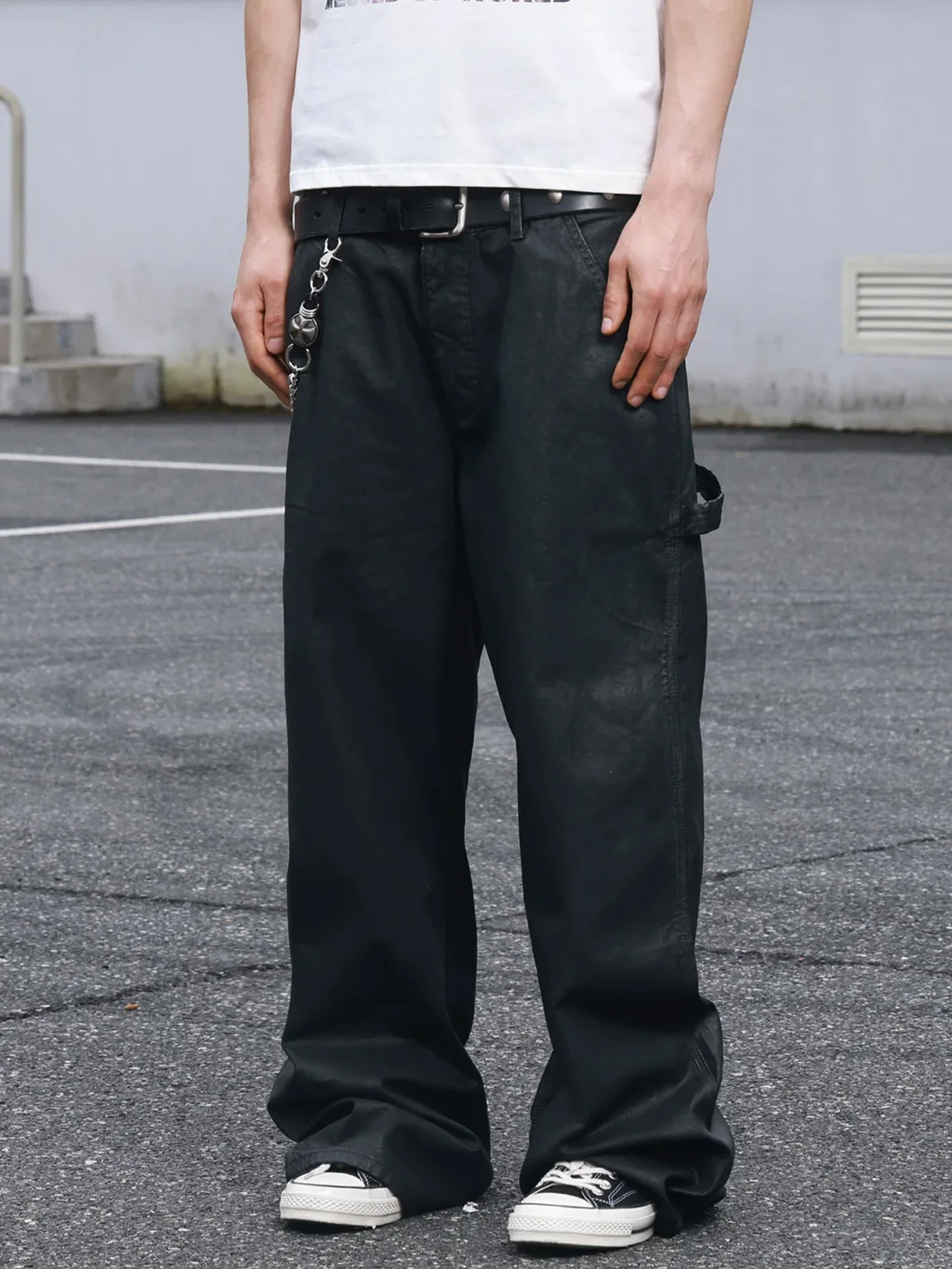 SAXGENWON | Waxed Washed Baggy Straight-Leg Cargo Pants