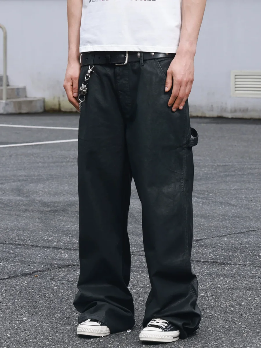 SAXGENWON | Waxed Washed Baggy Straight-Leg Cargo Pants - 2
