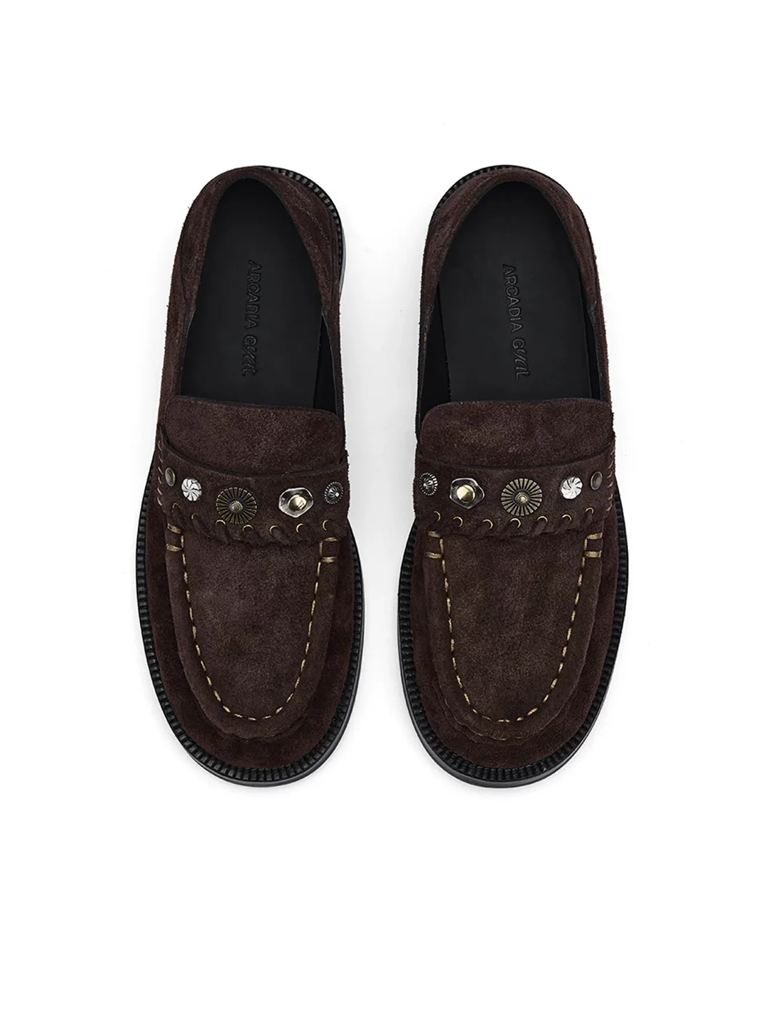 Arcadiagyal | Studded Suede Leather Loafers