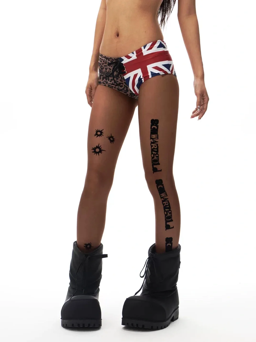 SchwarzGold | Ultra-Sheer Brown Letter Print Tights