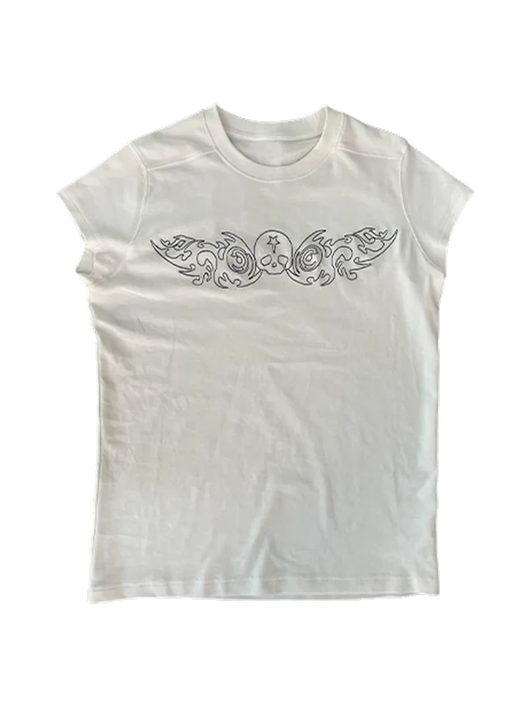 WASTED | Tribal Skull Embroidered Cap Sleeve T-Shirt