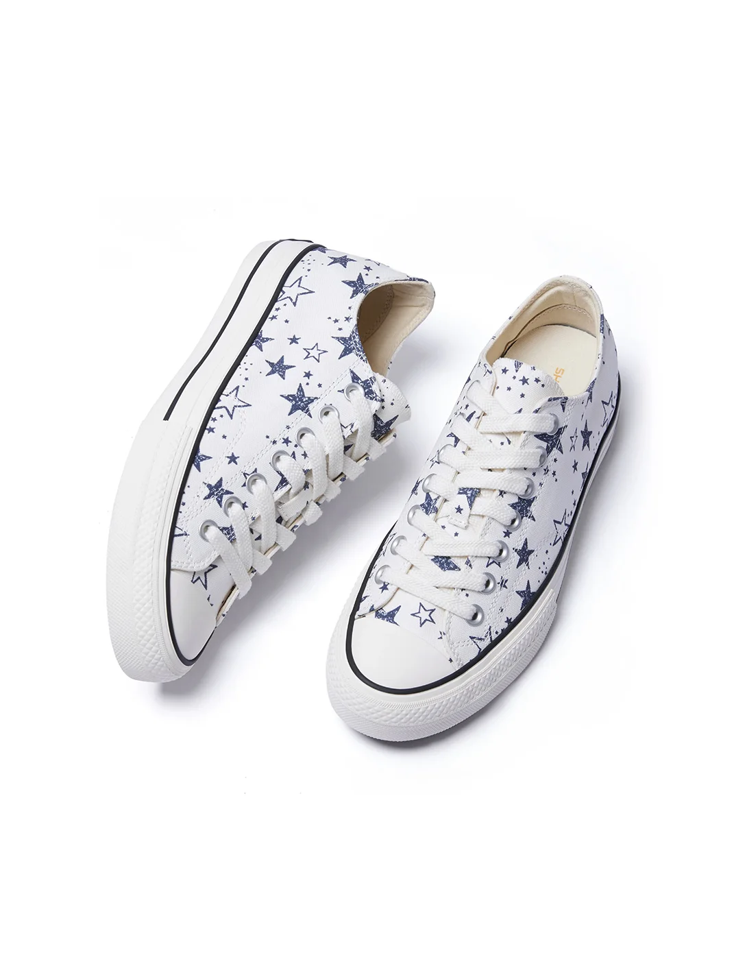 VOWPROGRESS | 1970s Leopard Star Low-Top Platform Canvas Sneakers