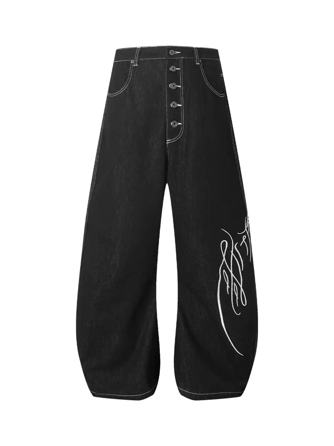 WASTED | Embroidered Scimitar Wide-Leg Jeans