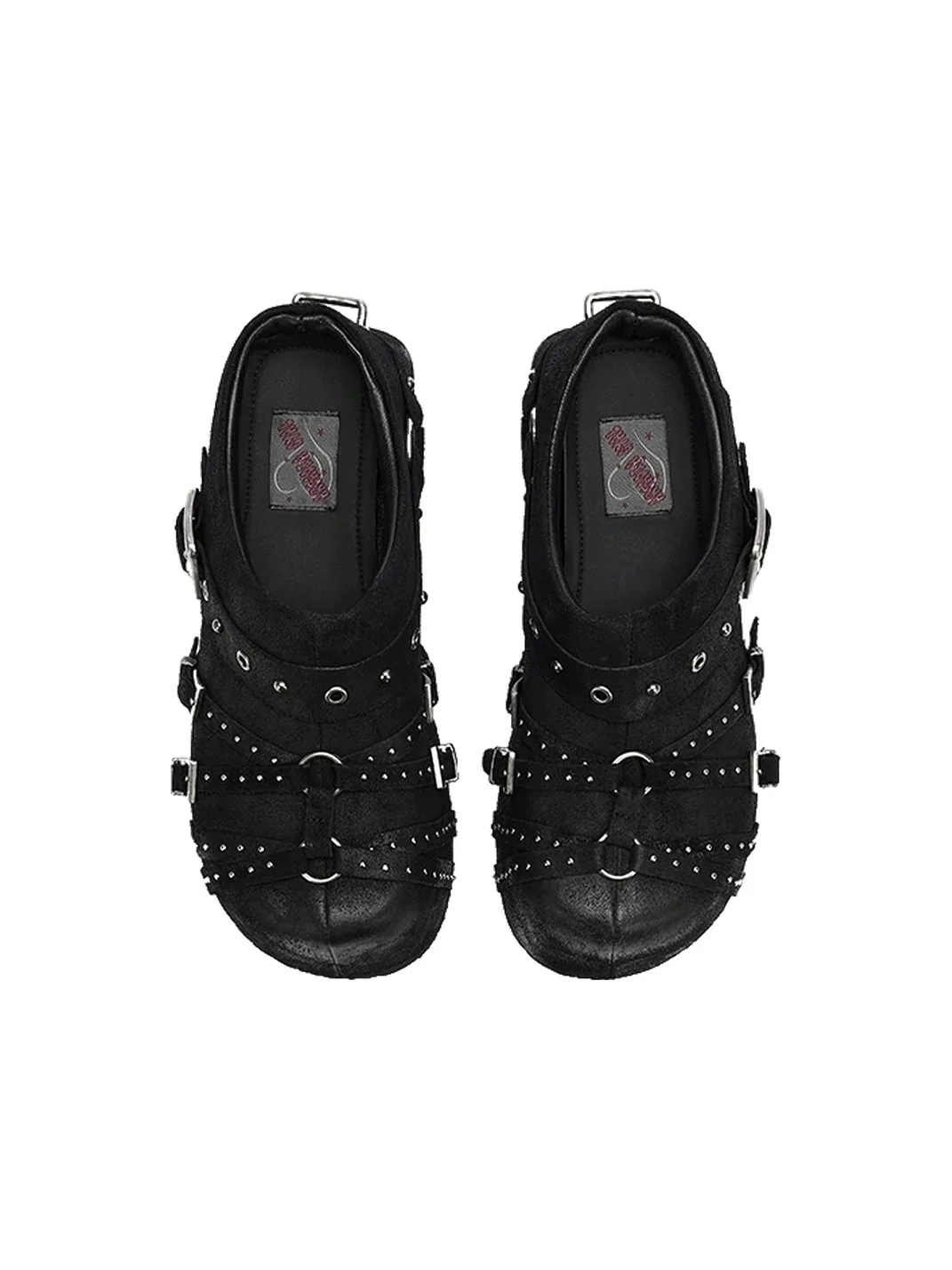 Arcadiagyal | Studded Buckle Platform Closed-Toe Mules