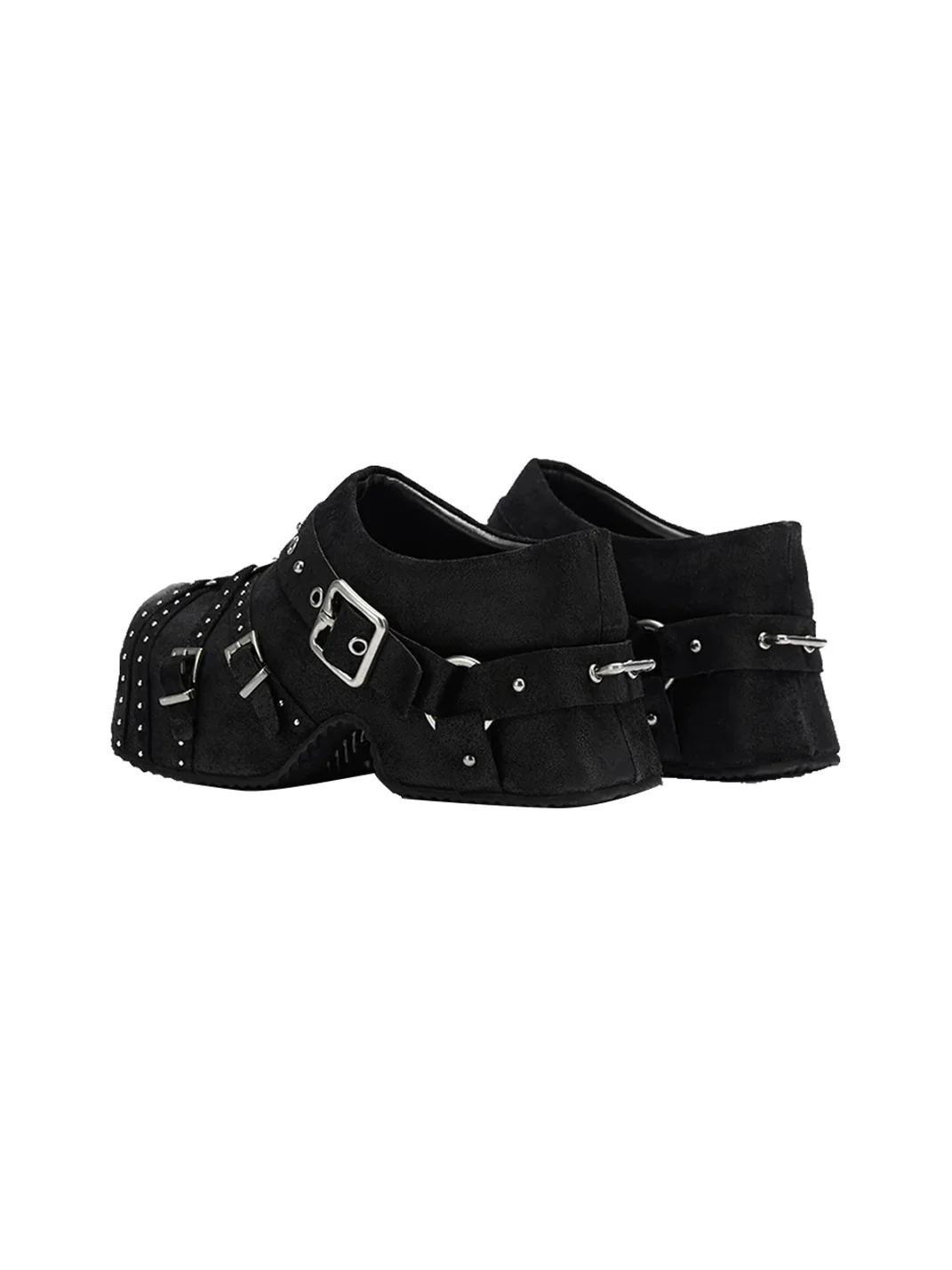 Arcadiagyal | Studded Buckle Platform Closed-Toe Mules
