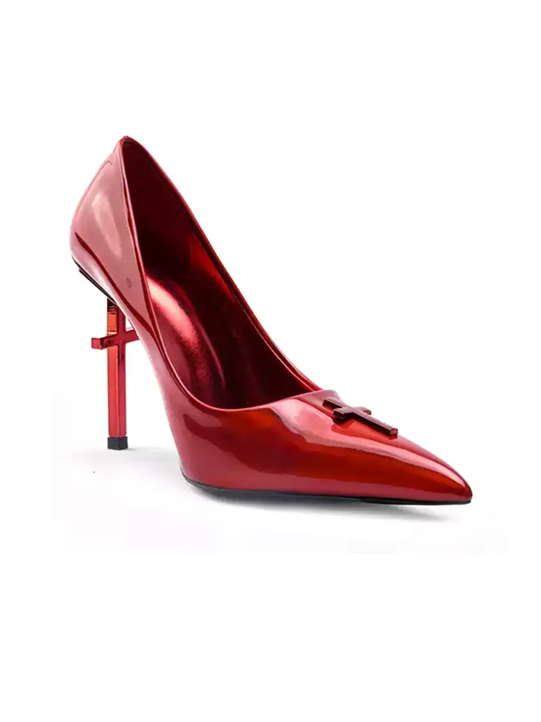 Colorful Bridge | Crucifix Pointed-Toe Red Wedding Heels