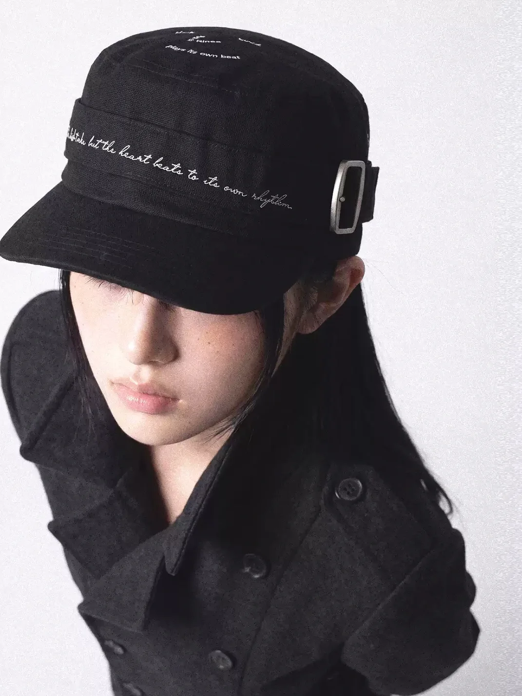 REDRINSE | Embroidered Strap Flat Top Military Cap