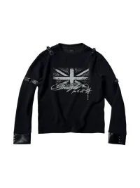 SAXGENWON | Union Jack Studded Buckle Long Sleeve Top