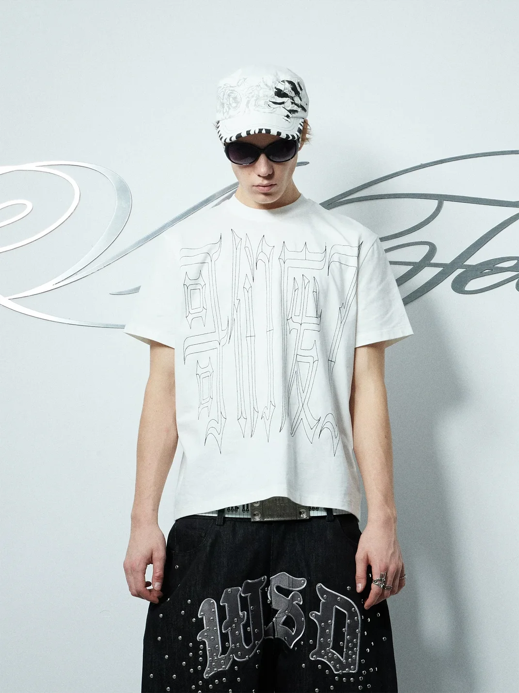 WASTED | Zebra Trim Rhinestone Embroidered Flat Top Cap