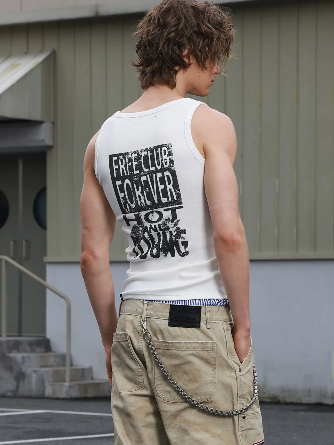 SAXGENWON | Slogan Print Slim Fit Stretch Tank Top