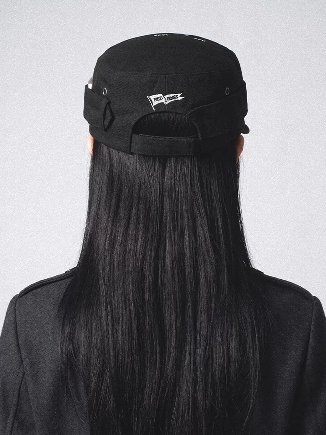 REDRINSE | Embroidered Strap Flat Top Military Cap