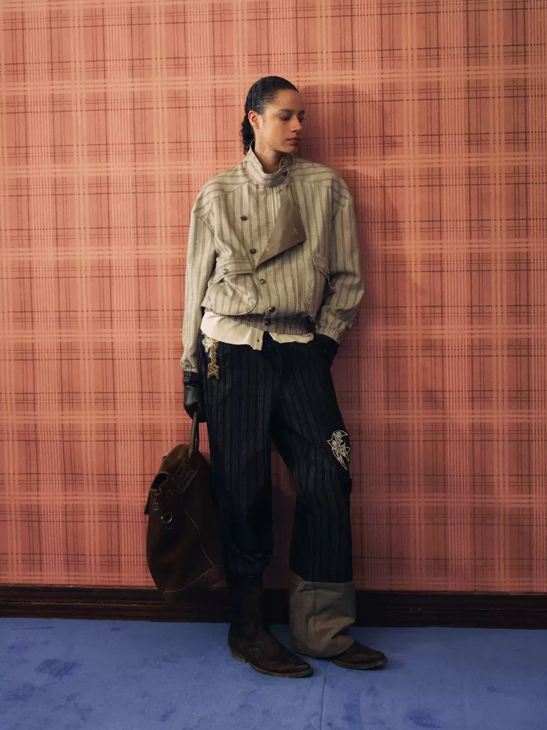 OPENFLY | Vintage Vertical Stripe Drop Shoulder Jacket