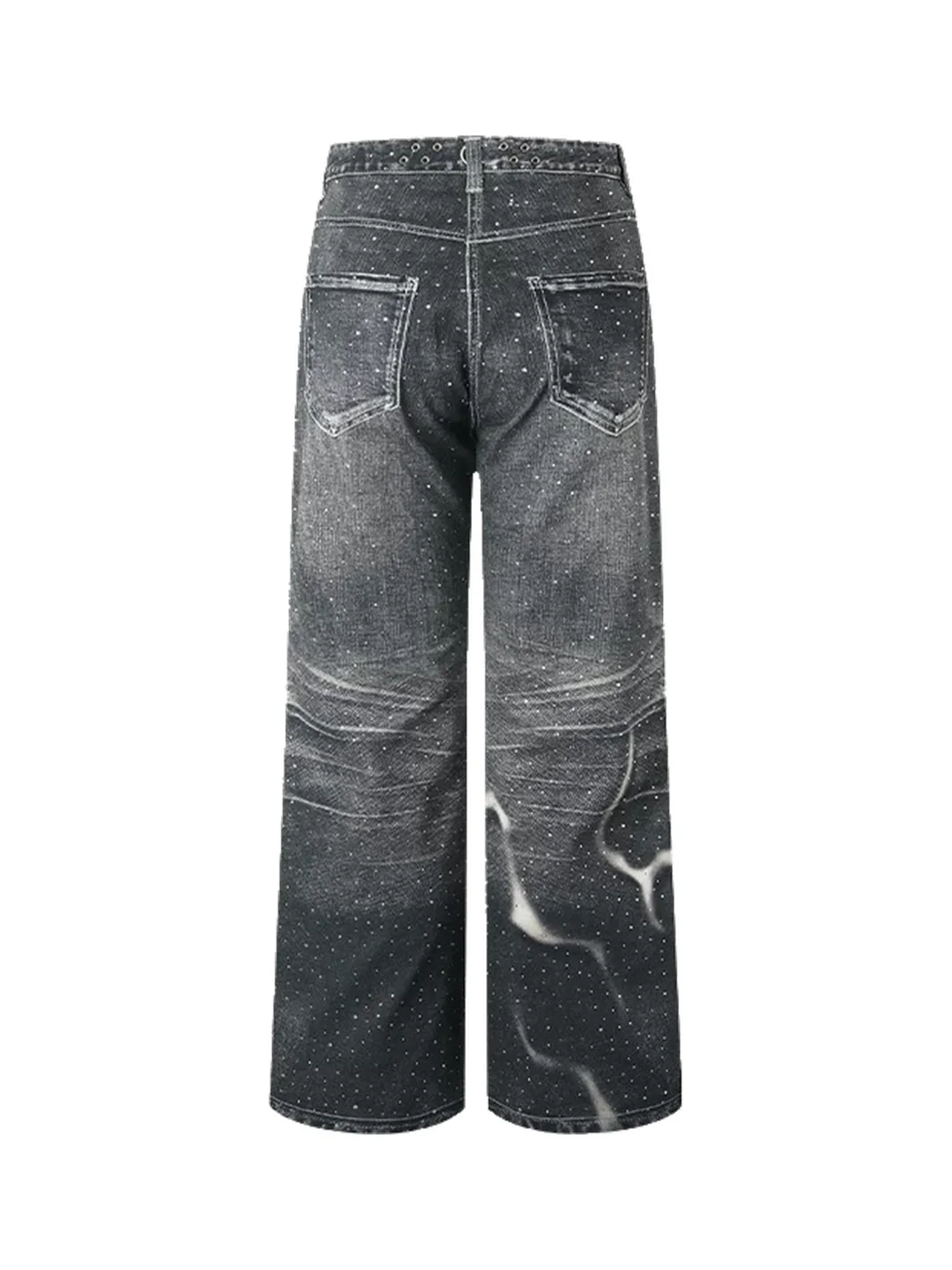 WASTED | Rhinestone Skull Print Flared Jeans