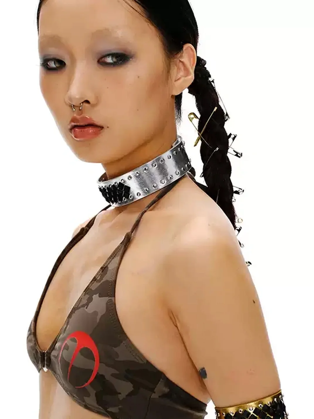 SchwarzGold | Y2K Two-Tone Studded Leather Choker